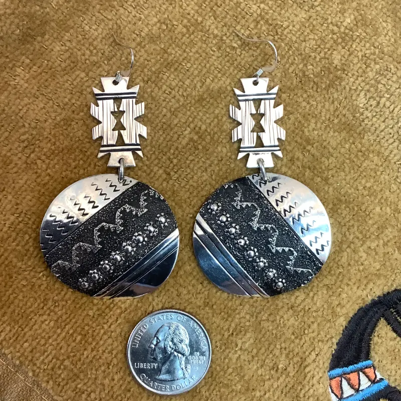 Richard Singer Fancy Sterling Silver Dangle Earrings