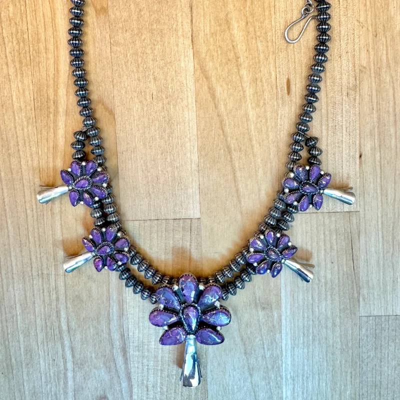 Classic Native American Design Cluster Squash in Navajo Turquoise